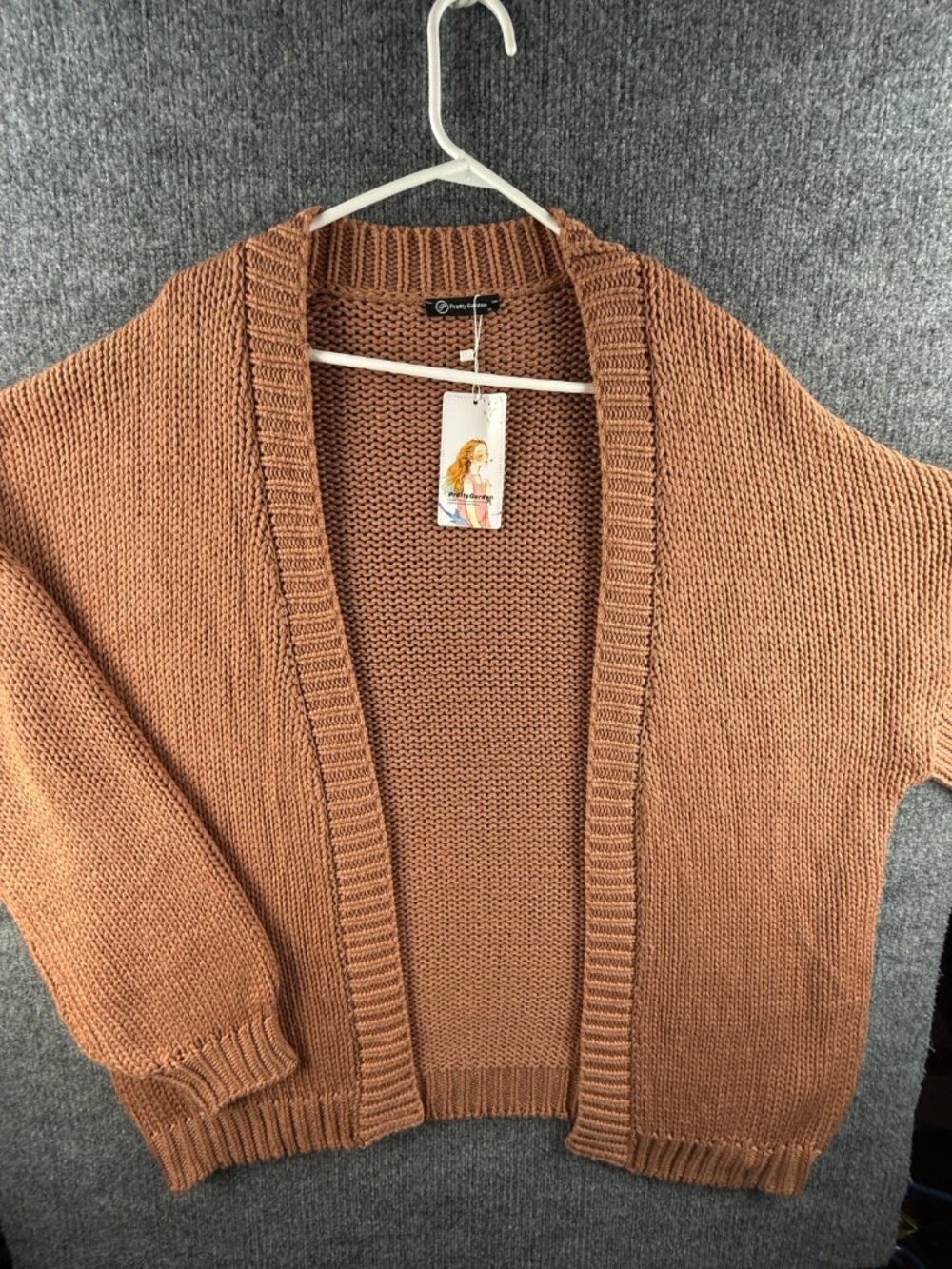 NWT Prettygarden Women Open Cardigan Sweater Soft Brown Beige Knit XL Adult
